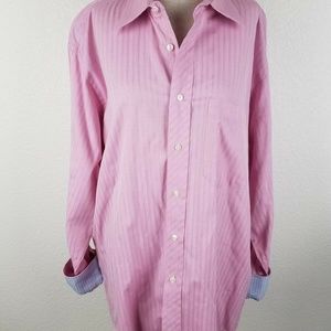 TED BAKER Mens 16.5 34/35 Pink Striped Blue Flip